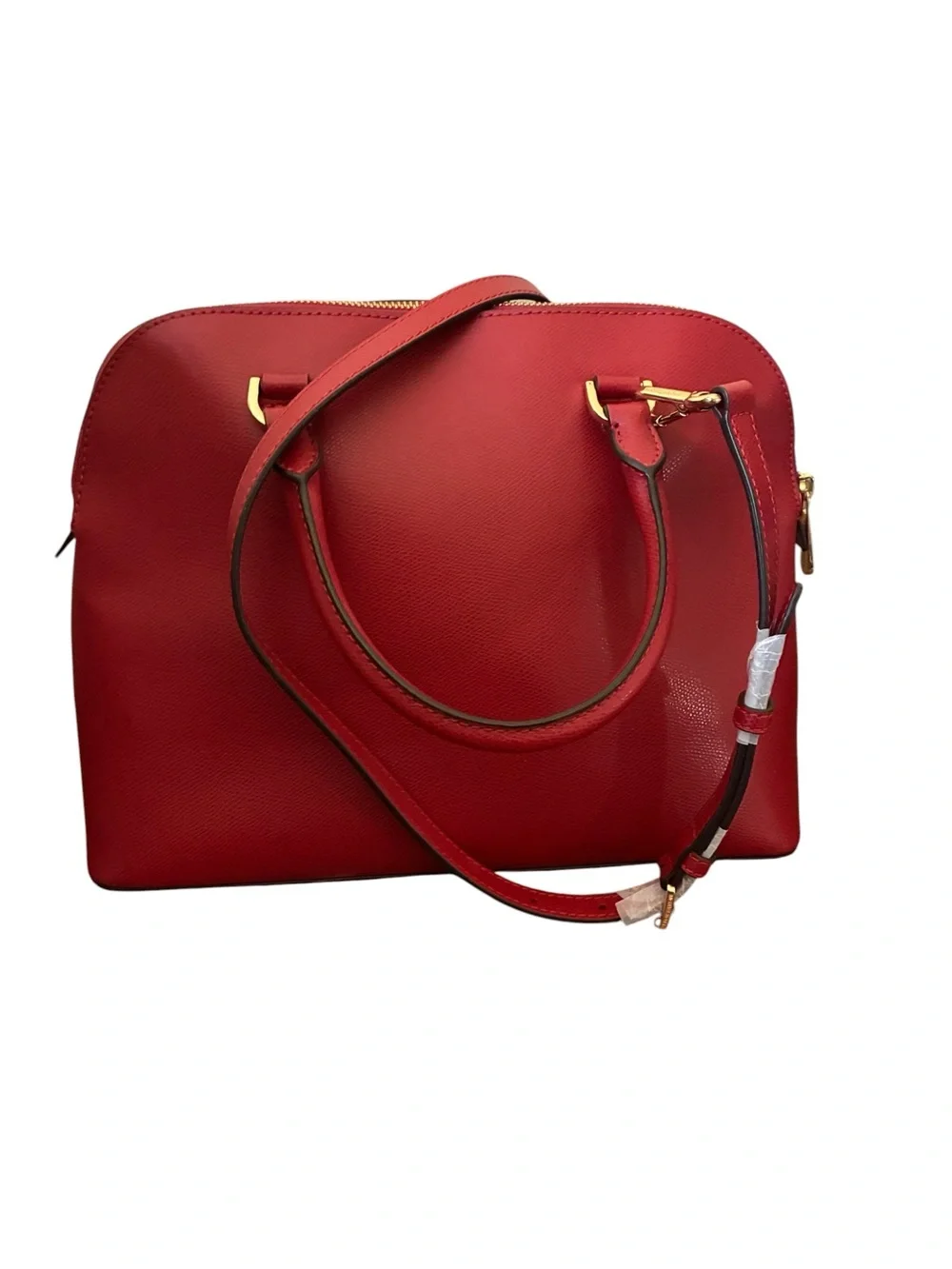 Michael Kors Red Saffiano Satchel with Gold Hardware